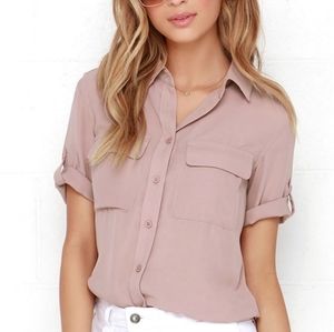 Lulu's Mauve Pink Button-up Collared Utility Top